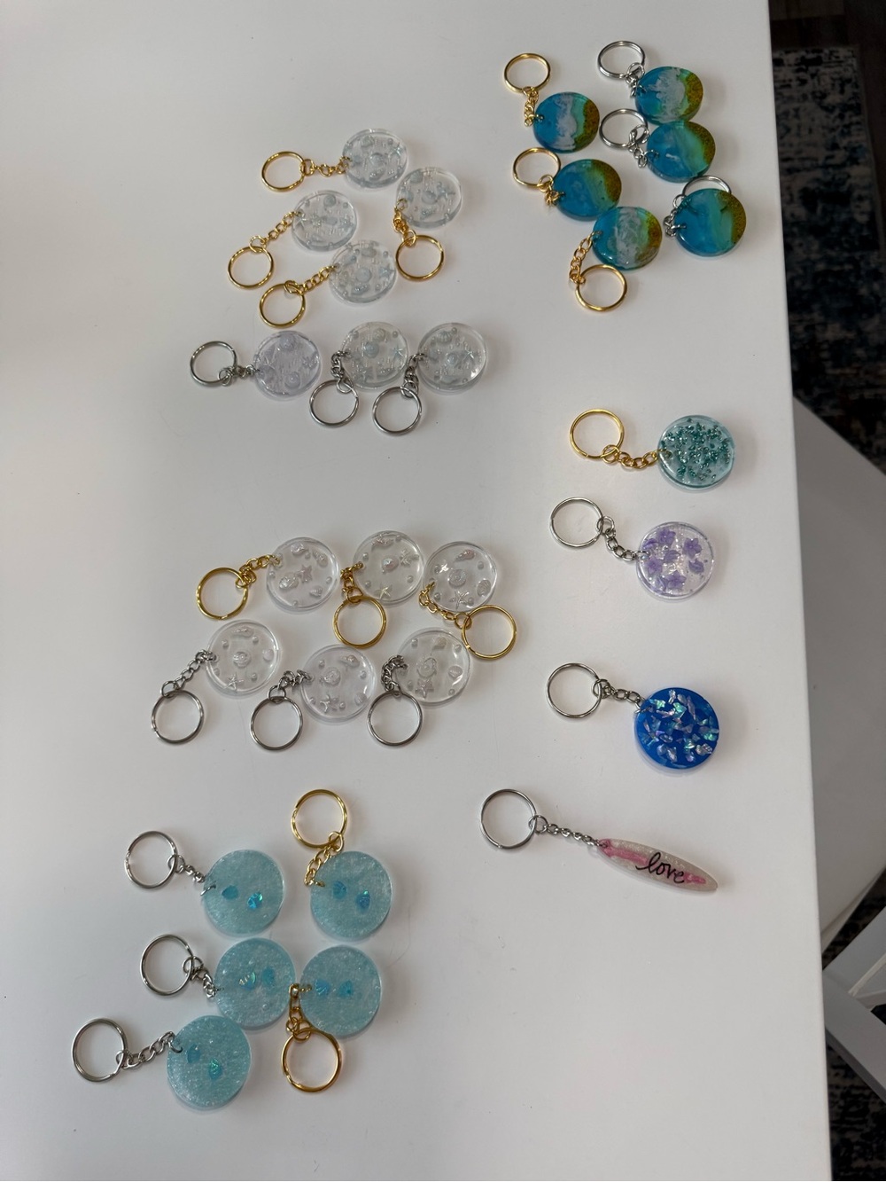 Assorted Blue and Clear Resin Keychain Charms - Women Accessories